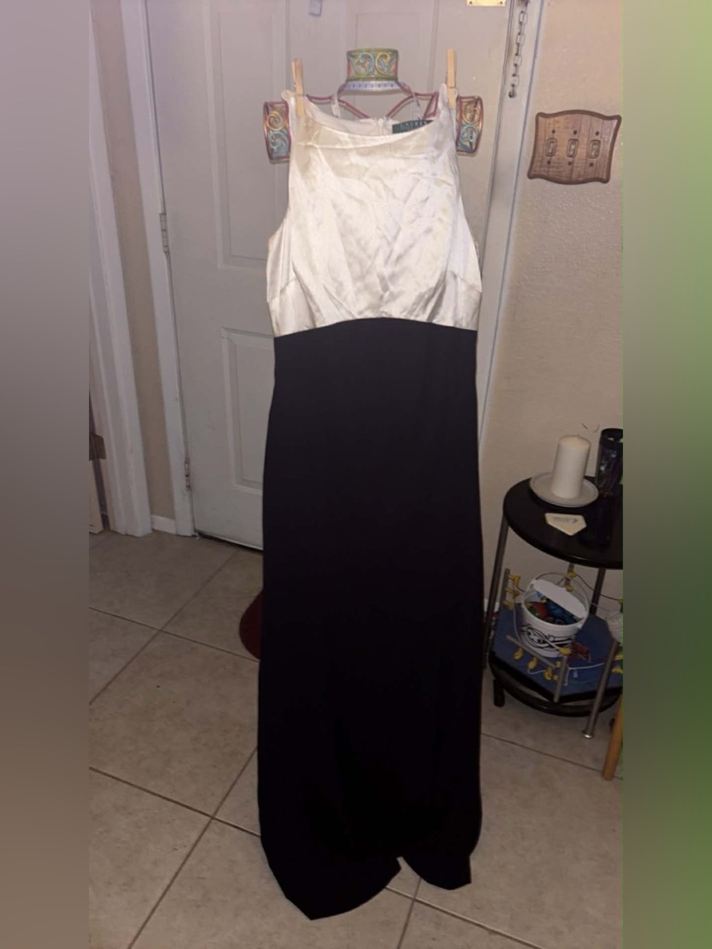 Ralph Lauren Black and Ivory Two-Tone Maxi Dress